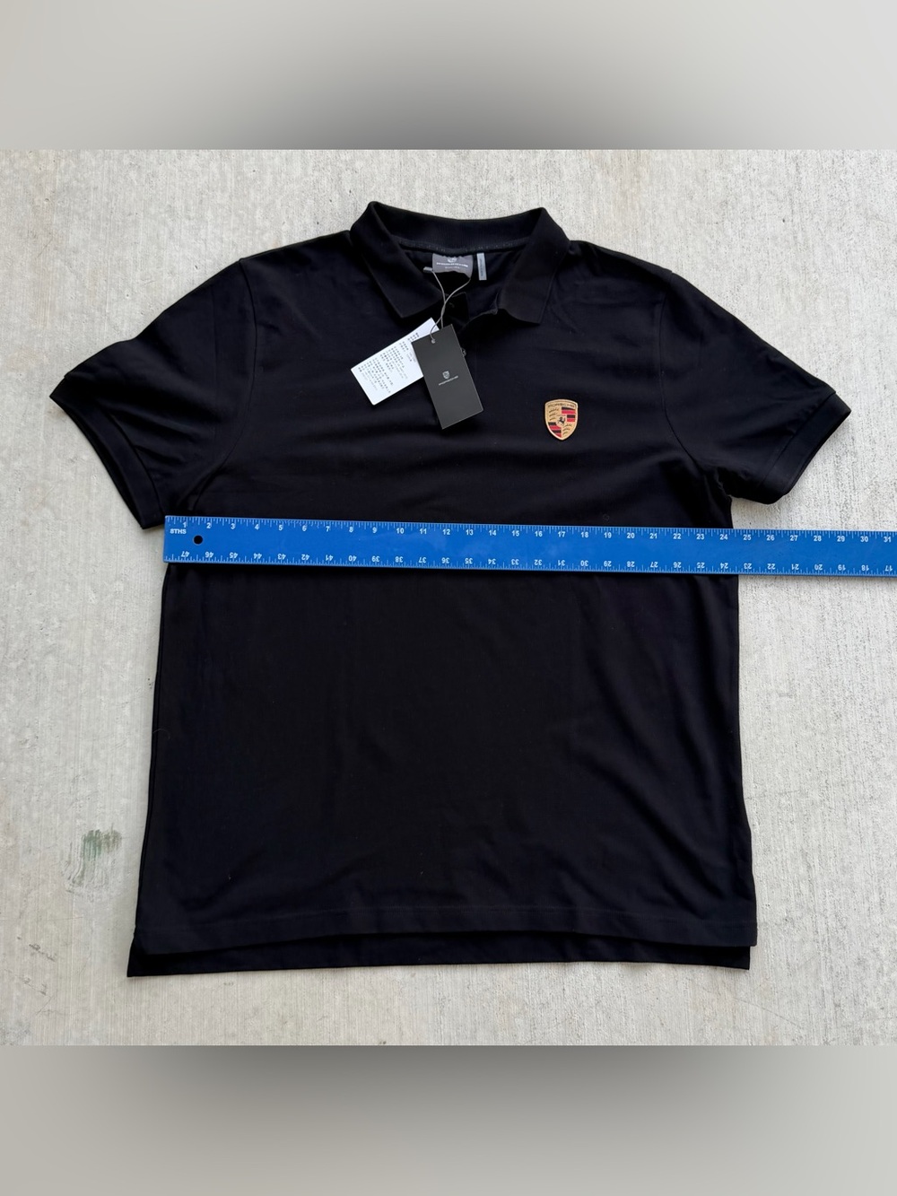 Porsche Pique Knit Polo Shirt Men Size XL Black New - Picture 6 of 7